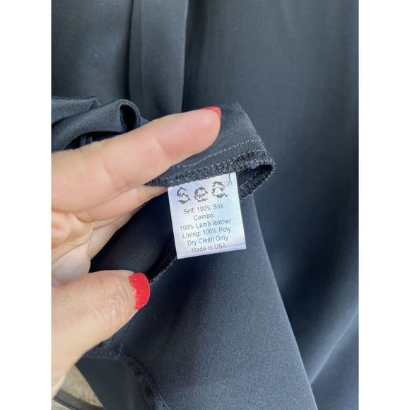 SEA New York Lambs Leather And Silk Blouse - Size 8 - Black - Picture 7 of 7